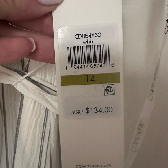 Calvin Klein White Striped Dress - Picture 3 of 5